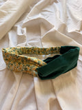 Bandeau fleuri vert et velours