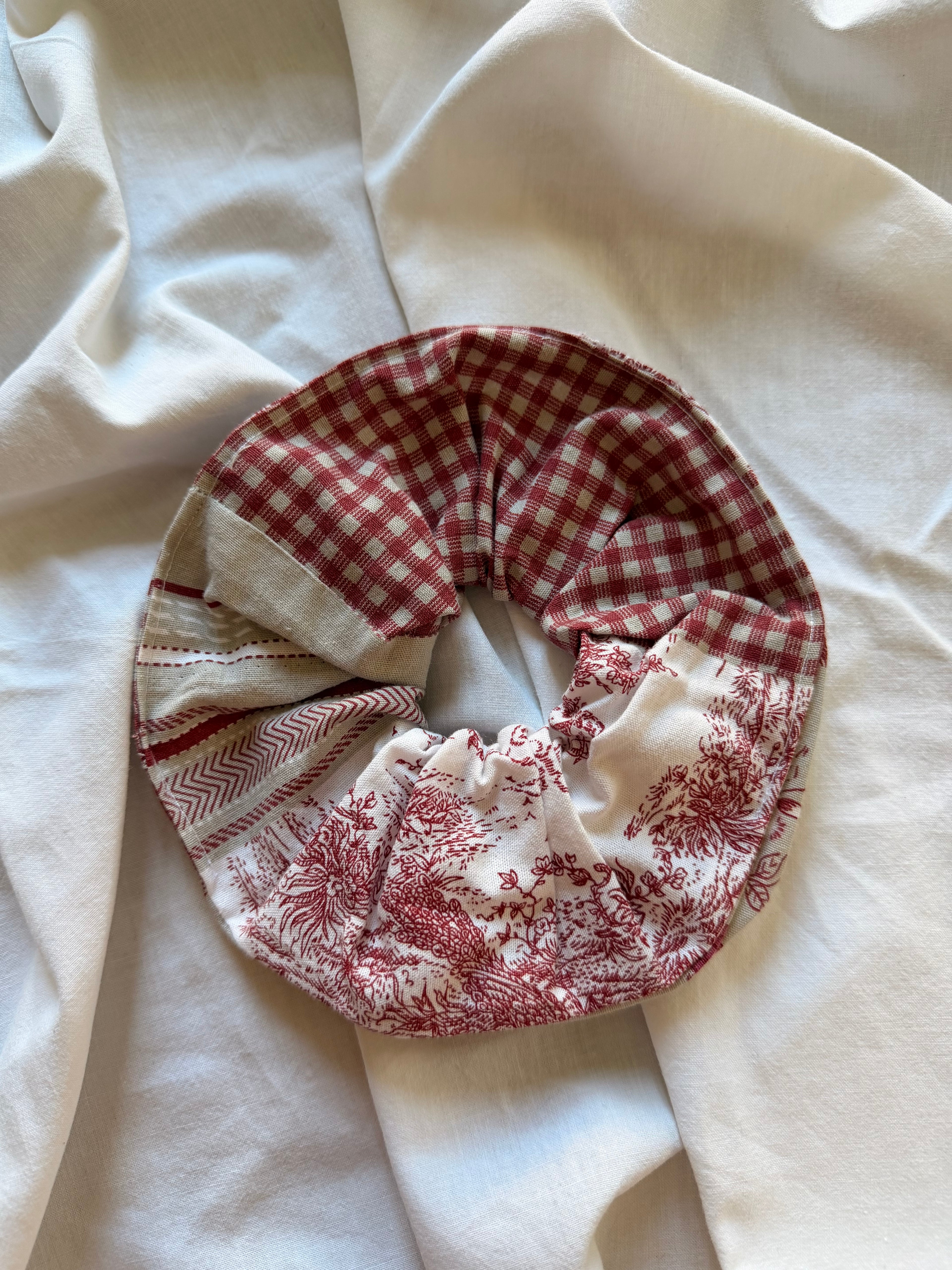 Chouchou fleuri toile de jouy