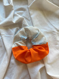 Chouchou fleuri bleu et orange