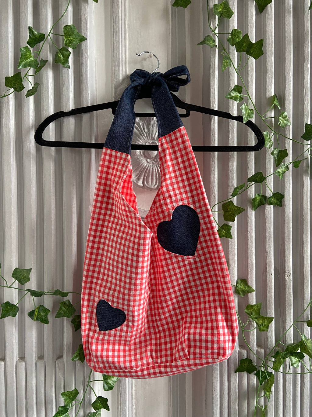 Sac coeur vichy rouge