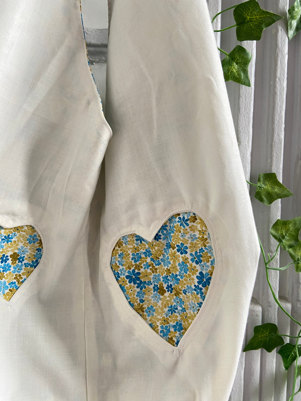 Sac coeur fleuri bleu blanc