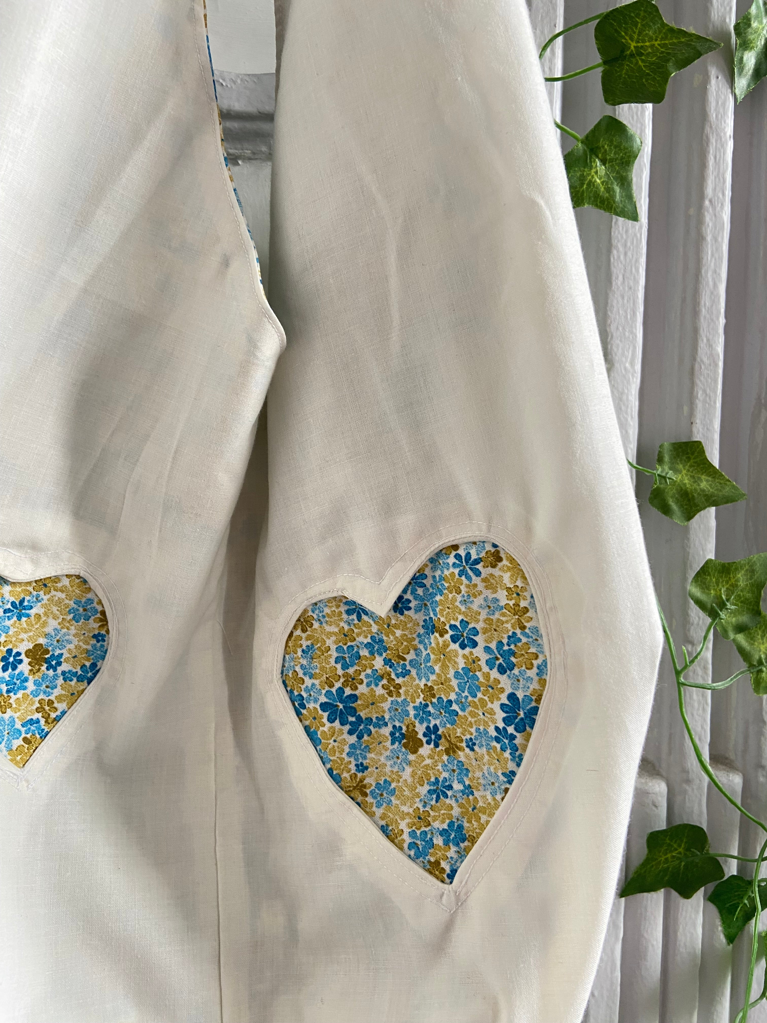 Sac coeur fleuri bleu blanc